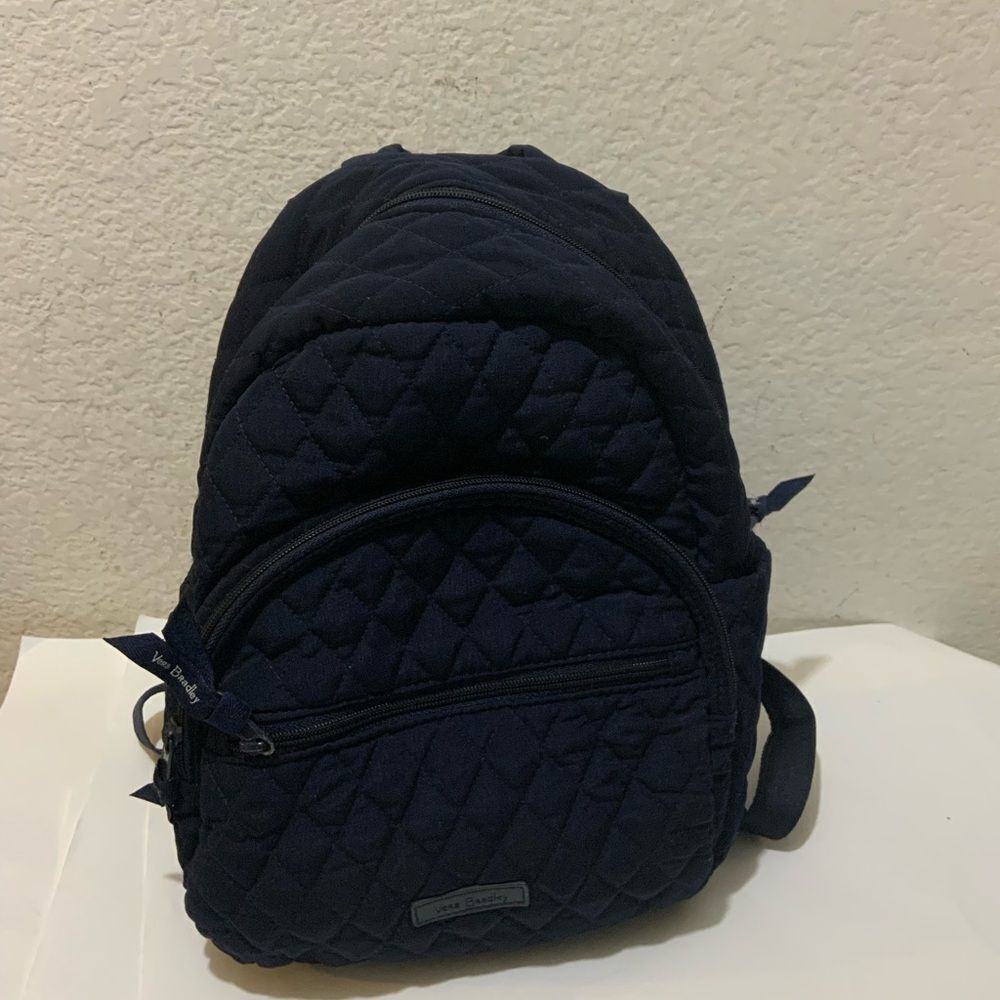 Vera Bradley Compact Backpack NAVY BLUE Essential Mini Purse Microfiber